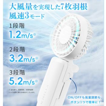 シシベラ日傘ハンディファン　風量